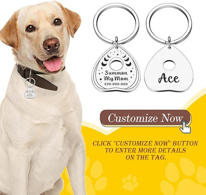 Cat Collar Tags Personalized - Goth Dog Tag Spooky Halloween Style, Summon My Mom Dad, Witch Friendly, Customizable Pet Name ID Tags Engraved on Both Sides, Dog Cat Accessories