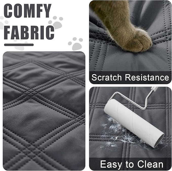 Smiry Waterproof Dog Bed Cover Blanket 40x80, Soft Reversible Pet Blanket, Washable Leakproof Cats Dogs Couch Cover for Sofa, Couch, Furniture, Dark Grey/Dark Grey