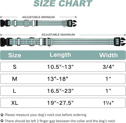 Martingale Dog Collar, Adjustable Nylon Reflective Collar with Quick Release Buckle (Apple Green, Small)