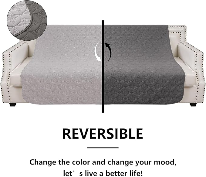 Waterproof Dog Blanket, 30x30 inches Small Pet Couch Covers for Sofa, Chair Bed Furniture Protector from Dogs Washable and Reversible-Lightgrey+Darkgrey