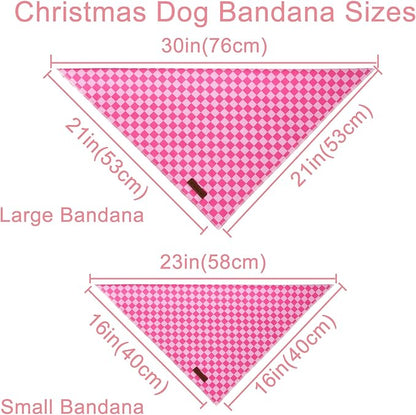 Summer Dog Bandana, UP URARA PUP Pink Bandana for Small Large Dogs, Cotton Handkerchief Fashion Plaid Puppy Triangle Bid Scarf for Boy Girl Dogs