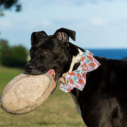Dog Collar - Rugby with Bow Cute Pet Collar for Pets Bowtie Puppy Collar Adjustable Girl Boy Collars for Medium Dogs