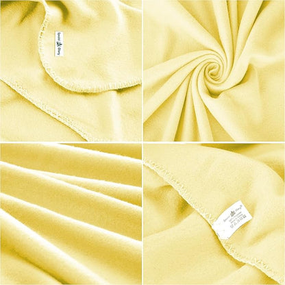 Fleece Throw Blankets Bulk Fleece Blankets Solid Wholesale Lightweight Warm Soft for Pet Bed Sofa Couch Office Wedding Gifts Travel Seasons Lemon 50x60 Inches Pack of 6