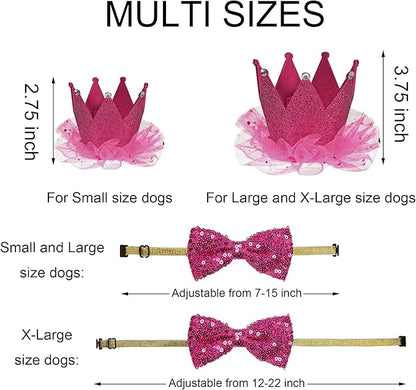 Dog Birthday Decorations, Multi Sizes Dog Birthday Bandana Girl Dog Birthday Hat Crown Bow Tie Birthday Numbers It’s My Bday Mother Puppers Sign Banner for Large Extra Large Dogs (Pink, X-Large)