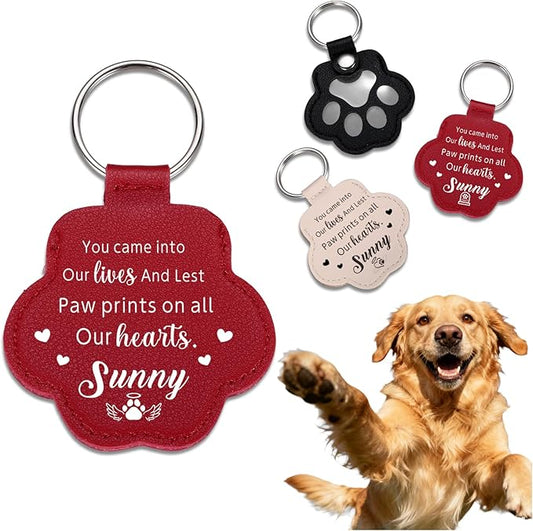 Eunigem Personalized Pet Hair Keychain for Dogs Cats-Custom Paw Keychains for Dog Hair-Shaped Leather Keychain,Pet Memorial Gifts Remembrance Accessory Refillable Keepsake for Bag or Key (Color-5)