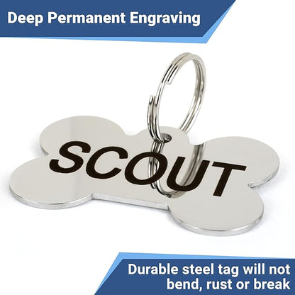 GoTags Stainless Steel Pet ID Tags, Personalized Dog Tags and Cat Tags, up to 8 Lines of Custom Text, Engraved on Both Sides, in Bone, Round, Heart, Bowtie and More (House, Regular (Pack of 1))