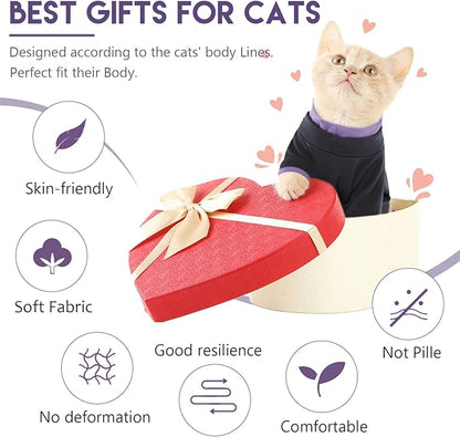 Sticky Cat Clothes Stretchy, Sphynx Hairless Sweater & Pajamas for Cats only, Soft Cat Onesie for Cats After Surgery Female Male & Hair Loss Prevention, Black 2XL