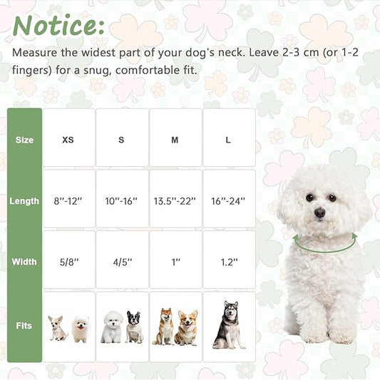 St. Patrick's Day Dog Collar,Puppy Collar with Lucky Shamrock Chequered Pattern,Adjustable Spring Cotton Collars Gifts for Small Medium Large Dogs,Dog Accessories XS