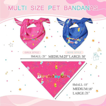 Birthday Dog Bandanas Girl,Pink Reflective Dogs Scarfs for Birthday Party Decorations Supplies for Dogs Pet Accessories,Cat Dogs Triangle Pet Scarves for Large Dogs Outfit,L