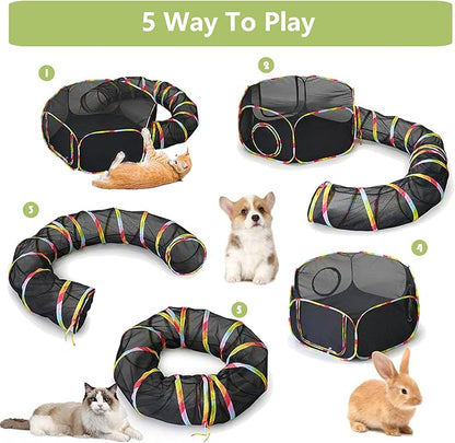 Outdoor Cat Enclosures, Cat Playground Portable Mesh Tent, Outside Circle Playpen Tunnel for Kitty, Rabbit, Puppy and Small Animals