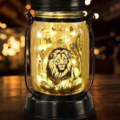 kyoryuger Lion Gifts for Women/Men Lion Solar Lanterns Mom Birthday Animal Simba Lovers Lantern Animal Memorial Lights Solar Garden Decoration for Yard, Patio,Backyard,Porch Torches, Home Decor