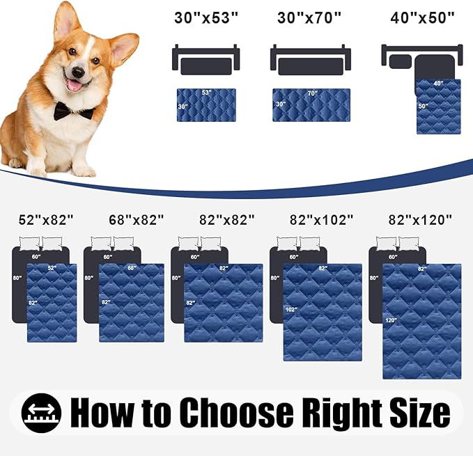 Smiry Waterproof Dog Bed Cover Blanket, Soft Reversible Pet Blanket, Washable Leakproof Cats Dogs Couch Cover for Sofa, Couch, Furniture (82x120 Inch, Navy/Blue)