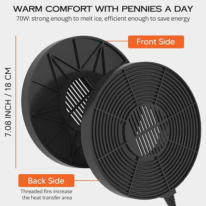Bird Bath Heater for Outdoors in Winter, 70w Birdbath Deicer Thermostatic Controller Water Heater with 5FT Cable for Birdbaths, Chicken, Duck, Livestock, Poulty, Animal, Tank, Buckets