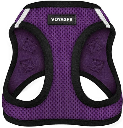Best Pet Supplies Voyager Step-in Air Harness - All Weather Mesh, Reflective, No Pull Harness for Dogs, Cats - Secure with Hook & Loop Fastener, Buckle, Double D-Rings - Purple/Black Trim, L