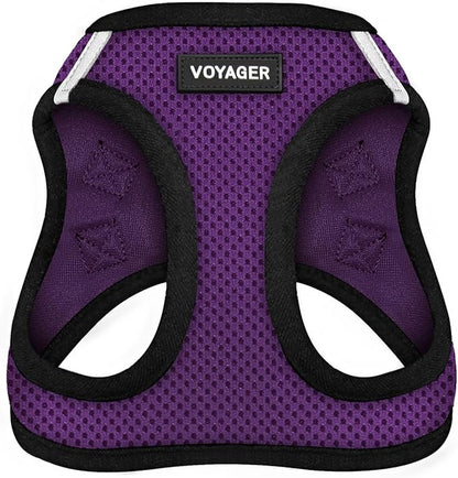 Best Pet Supplies - All Weather Mesh/Plush, Reflective, No Pull Harness for Small, Medium Dogs, Cats - Secure with Hook & Loop Fastener, Buckle, Double D-Rings - Purple/Black Trim, S