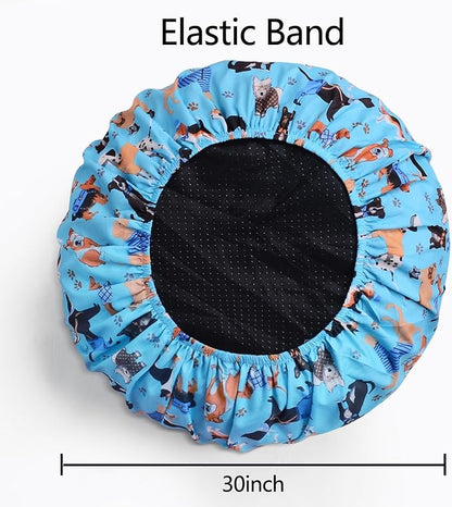 Round Replacement Dog Bed Covers Elastic Edged Washable Pet Bed Protector with Cute Dog Pattern Design for Small & Medium Pet Beds, Cover Only (Blue, 30×9.8 Inch)
