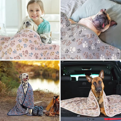Dono 1 Pack 3 Dog Blankets for Small Dogs, Soft Fluffy Paw Print Pattern Fleece Pet Blanket Warm Sleep Mat, Puppy Kitten Blanket Doggy Mat for Dog Cat Kitten Doggy (30 * 20")