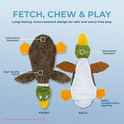 Best Pet Supplies Squeaky Dog Toys with Soft Durable Fabric for Small, Medium and Large Pets Interactive Toy for Indoor Play, Supports Active Biting and Play - 1Wild Duck, Large