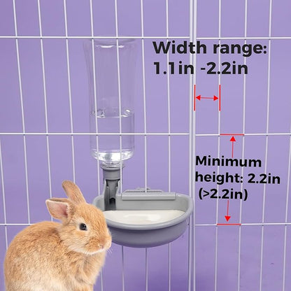 VANNON 23oz Pet Water Bottle, Gravity Dog Water Bowl Dispenser for Cage, Anti-Overflow Water Dispenser for Small Dogs, Cats, Rabbits and Other Small Animals, BPA Free, Grey