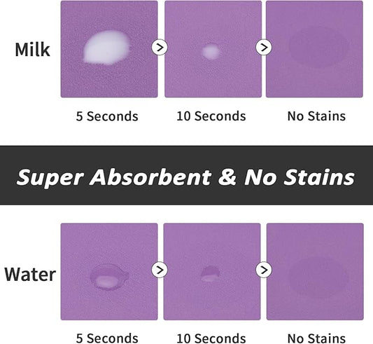 Dog Food Mat - Absorbent Cat Mat for Food and Water, No Stains Pet Feeding Bowl Mat, Easy to Clean Pet Placemats, Quick Dry Dog Water Dispenser Mat for Messy Drinkers | Paw Purple 18"x 28"