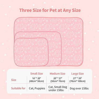 NWK Pet Cooling Mat - Ice Silk Cooling Mat for Dogs & Cats Portable & Washable Pet Cooling Blanket, Car Seats, Beds for Summer (1, Pink Cat, 16’’ X 20’’ X 0.3)