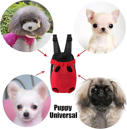 Dog Carrier Backpack, Adjustable Puppy Front Carrier Backpack, Ventilated Dog Chest Carrier for Hiking Camping Travel, Sling Bag for Small Medium Dog Cat Rabbit Puppies, Suit 13-15 lbs (Black, XL)