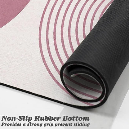 Dog Food Mats for Floors Waterproof, Cat Water Bowl Mats Pet Feeding Absorbent Mat Placemats for Food and Water Pink Bohemia 17 * 30 inch