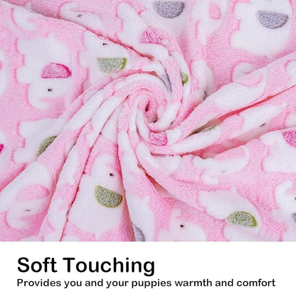 Dono 1 Pack 6 Dog Blankets, Soft Fluffy Fleece Pet Blanket Warm Sleep Mat Paw Print Design Puppy Kitten Throw Blankets Doggy Blanket for Dogs