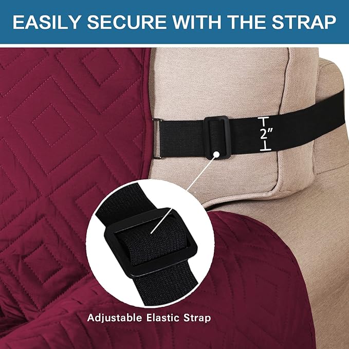 H.VERSAILTEX Reversible Sofa Slipcover Furniture Protector Water Resistant 2 Inch Wide Elastic Straps Sofa Cover Couch Covers Pets Kids Fit Sitting Width Up to 66" (Sofa: 75" x 110", Red/Tan)