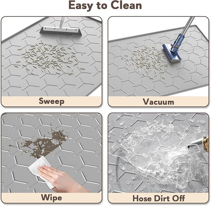 Cat Mat for Litter Box, Large 34" X 22" Cat Litter Mat, Waterproof Silicone Pad for Floor, Gray