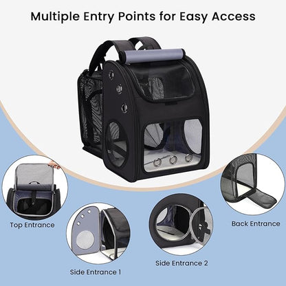 Cat Backpack Carrier, Expandable Pet Carrier Backpack for Cats & Small Pets, Super Ventilated Breathable Design, Airline Approved Portable Travel Backpack for Hiking, Camping & Outdoor Use