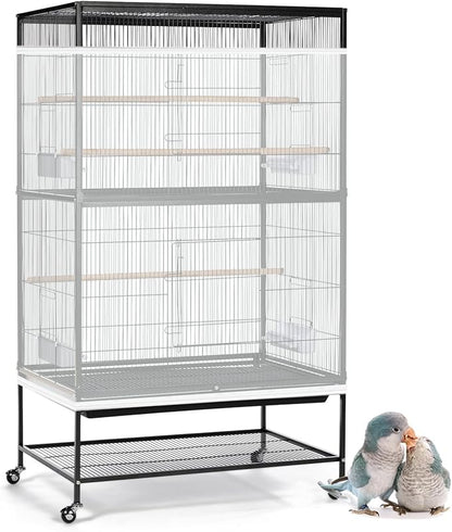 ASOCEA Large Bird Cage Seed Cather,Bird Cage Cover Adjustable Soft Airy Skirt Guard Birdcage Nylon Mesh Net for Parrot Parakeet Macaw African Round Square Cages Cover (118 * 31.5in/300 * 80cm) (White)