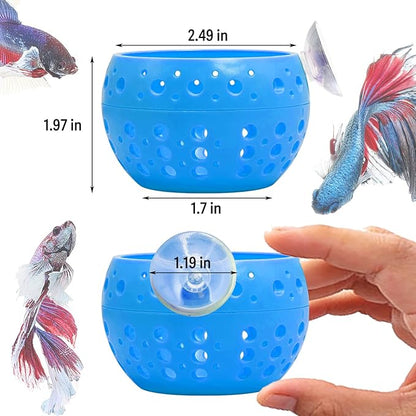 Fhiny Betta Tunnel, Aquarium Fish Hideout with Suction Cup - Shrimp Cave Aquarium Decor for Small Fish, Shrimp, Guppy Hiding & Resting (Blue)