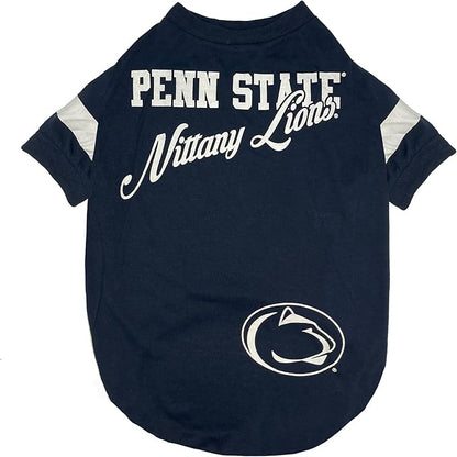 NCAA Penn State Nittany Lions T-Shirt for Dogs & Cats, Small. Football/Basketball Dog Shirt for College NCAA Fans. New & Updated Fashionable Stripe Design, Durable & Cute Sports PET TEE Shirt Outfit