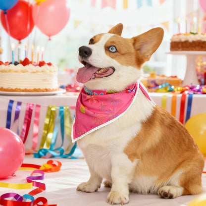 Birthday Dog Bandanas Girl,Pink Reflective Dogs Scarfs for Birthday Party Decorations Supplies for Dogs Pet Accessories,Cat Dogs Triangle Pet Scarves for Small Dogs Outfit,S
