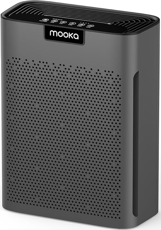 Air Purifiers for Home Large Room 2200 Ft² with Washable Filters, MOOKA H13 HEPA Air Purifier for Home Pets Bedroom with Fragrance, Air Cleaner for Smoke Dust Pollen Pets Hair Odor, KJ190 Grey