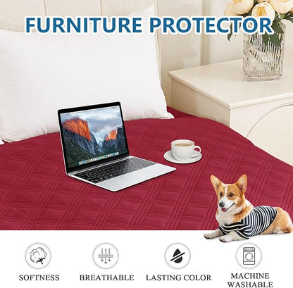 hyha Waterproof Dog Blanket, Reversible Pet Bed Blanket, Soft Sofa Couch Cover for Dogs Washable, Waterproof Pet Couch Covers for Sofa Puppy Cats Furniture Protector(40"x70", Wine Red/Beige)