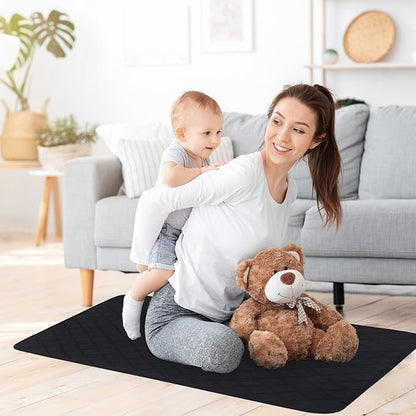 Washable Incontinence Bed Pads, Reusable Underpads for Kids, Adults, Elderly, Hospitals & Pets, Waterproof Bed Protector Pad for Bed, Sofa, Floor, Super Absorbent Bed Pad 30" x 36"- Black