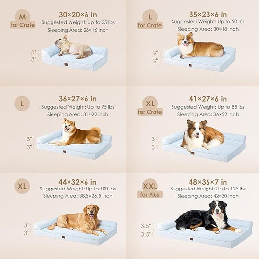 EHEYCIGA XXL Dog Bed Memory Foam, Orthopedic Giant Dog Bed Jumbo with Washable Removable Cover, Waterproof Pet Sofa Couch with Nonskid Bottom, 48x35x7.5, Washblue