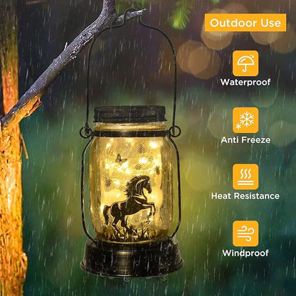kyoryuger Horse Gifts for Women/Men Horse Lovers Solar Lantern Mom Birthday, Mothers Day, Christmas Valentine's Gifts, Solar Garden Decoration Outside for Yard, Patio,Backyard,Porch