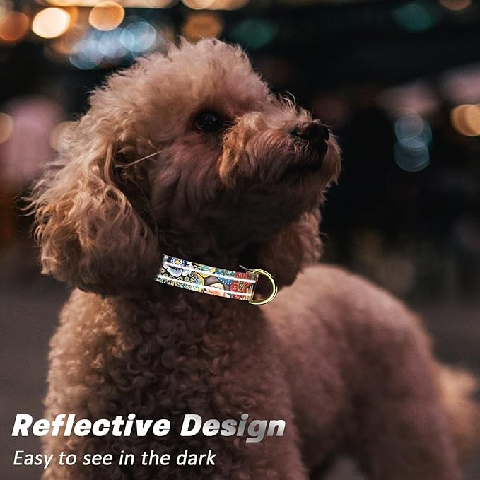 Reflective Dog Collar for Extra Small Dogs, Cute Boho Adjustable Heavy-Duty Nylon Puppy Collar for Boy and Girl Female, Soft Pet Accessories with Quick Release Buckle, Colorful Mandala