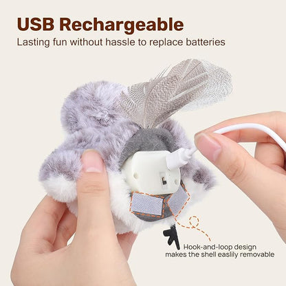 Potaroma Cat Toys 2 Pcs Flapping Sandpiper Pair-Mate, Lifelike Birds Chirp, Chargeable Touch Activated Kitten Fun Interactive Kitty Exercise with Catnip for All Breeds