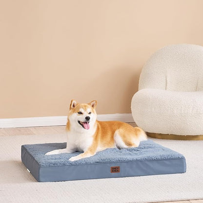 EHEYCIGA Orthopedic Dog Beds for Large Dogs with Removable Washable Cover for Crate, Spa Blue, 35x23