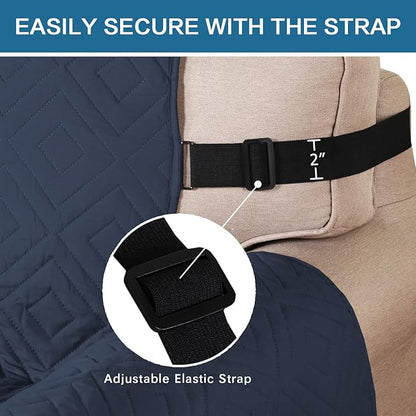 H.VERSAILTEX Reversible Sofa Slipcover Furniture Protector Water Resistant 2 Inch Wide Elastic Straps Sofa Cover Couch Covers Pets Kids Fit Sitting Width Up to 66" (Sofa: 75" x 110", Navy/Beige)