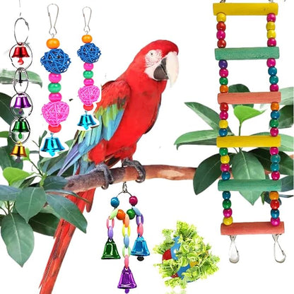 Bird Swing Standing Chewing Training Hanging Toy Hammock Climbing Ladder Drawbridge Birdie Perches Platform for Conure,Cockatiel,Mynah,Love Birds,Finches,Budgerigar,Pigeon