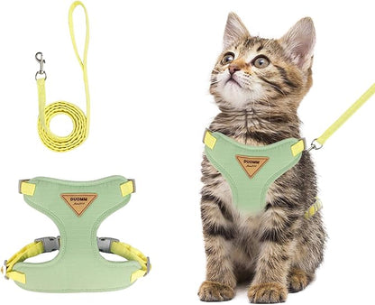 wanheart Cat Harness and Leash Set Escape-Proof Adjustable cat Leash and Harness Combo Suitable for All cat Breeds (Green, M)