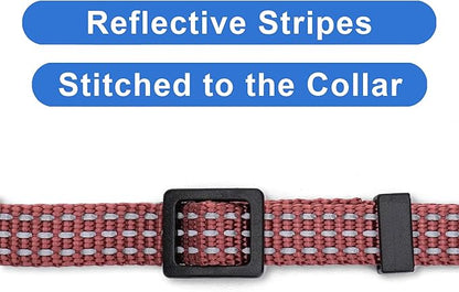 Pawtitas Reflective Brown Cat Collar with Safety Buckle and Removable Bell for Kitten and Cats Marsala