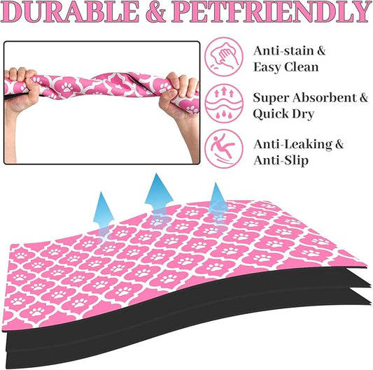 Dog Food Mat 17X30 Inch Pet Feeding Absorbent Mats for Floor Cat Water Bowl Placemats Non-Slip Washable Dog Mat for Food and Water