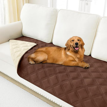 Smiry Waterproof Dog Bed Cover Blanket 40x70, Soft Reversible Pet Blanket, Washable Leakproof Cats Dogs Couch Cover for Sofa, Couch, Furniture, Brown/Beige