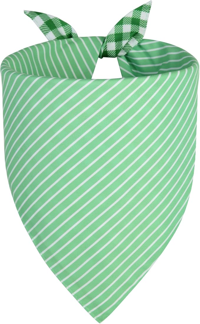 Dog Bandana Green Large 1PCS, Summer Spring Scarf for Boy and Girl, Durable Triangle Reversible Bibs Handkerchief for Puppy Pet